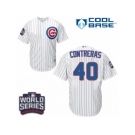 Youth Majestic Chicago Cubs #40 Willson Contreras Authentic White Home 2016 World Series Bound Cool Base MLB Jersey