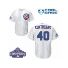 Youth Majestic Chicago Cubs #40 Willson Contreras Authentic White Home 2016 World Series Champions Cool Base MLB Jersey