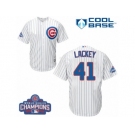 Youth Majestic Chicago Cubs #41 John Lackey Authentic White Home 2016 World Series Champions Cool Base MLB Jersey