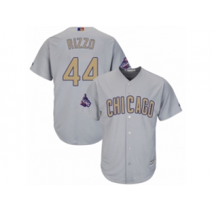 Youth Majestic Chicago Cubs #44 Anthony Rizzo Authentic Gray 2017 Gold Champion Cool Base MLB Jersey