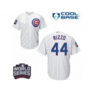 Youth Majestic Chicago Cubs #44 Anthony Rizzo Authentic White Home 2016 World Series Bound Cool Base MLB Jersey