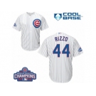 Youth Majestic Chicago Cubs #44 Anthony Rizzo Authentic White Home 2016 World Series Champions Cool Base MLB Jersey