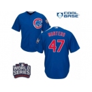 Youth Majestic Chicago Cubs #47 Miguel Montero Authentic Royal Blue Alternate 2016 World Series Bound Cool Base MLB Jersey