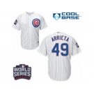 Youth Majestic Chicago Cubs #49 Jake Arrieta Authentic White Home 2016 World Series Bound Cool Base MLB Jersey