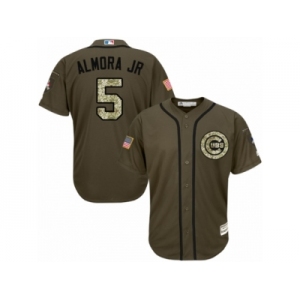 Youth Majestic Chicago Cubs #5 Albert Almora Jr Replica Green Salute to Service MLB Jersey