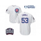 Youth Majestic Chicago Cubs #53 Trevor Cahill Authentic White Home 2016 World Series Bound Cool Base MLB Jersey