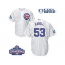 Youth Majestic Chicago Cubs #53 Trevor Cahill Authentic White Home 2016 World Series Champions Cool Base MLB Jersey