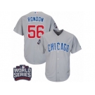 Youth Majestic Chicago Cubs #56 Hector Rondon Authentic Grey Road 2016 World Series Bound Cool Base MLB Jersey