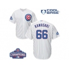 Youth Majestic Chicago Cubs #66 Munenori Kawasaki Authentic White Home 2016 World Series Champions Cool Base MLB Jersey