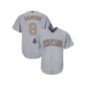 Youth Majestic Chicago Cubs #8 Andre Dawson Authentic Gray 2017 Gold Champion Cool Base MLB Jersey