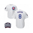 Youth Majestic Chicago Cubs #8 Andre Dawson Authentic White Home 2016 World Series Bound Cool Base MLB Jersey