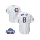 Youth Majestic Chicago Cubs #8 Andre Dawson Authentic White Home 2016 World Series Champions Cool Base MLB Jersey