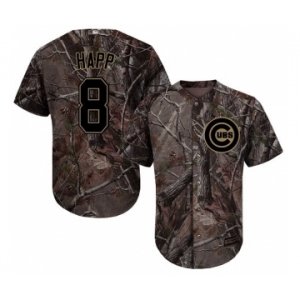 Youth Majestic Chicago Cubs #8 Ian Happ Authentic Camo Realtree Collection Flex Base MLB Jersey