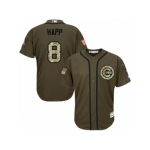 Youth Majestic Chicago Cubs #8 Ian Happ Replica Green Salute to Service MLB Jersey