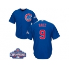 Youth Majestic Chicago Cubs #9 Javier Baez Authentic Royal Blue Alternate 2016 World Series Champions Cool Base MLB Jersey