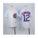 youth mlb jerseys chicago cubs #12 schwarber white(blue strip)][schwarber]