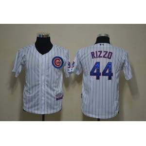 youth mlb jerseys chicago cubs #44 rizzo white (blue strip)