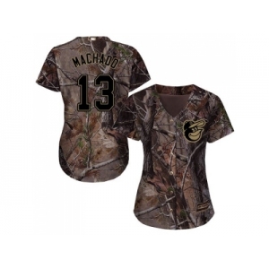 Women Baltimore Orioles #13 Manny Machado Camo Realtree Collection Cool Base Stitched MLB Jersey