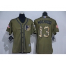 Women Majestic Baltimore Orioles #13 Manny Machado Authentic Green Salute to Service MLB Jersey