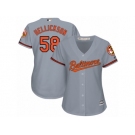 Women Majestic Baltimore Orioles #58 Jeremy Hellickson Authentic Grey Road Cool Base MLB Jersey