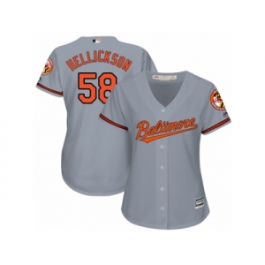 Women Majestic Baltimore Orioles #58 Jeremy Hellickson Authentic Grey Road Cool Base MLB Jersey