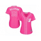 Women Majestic Baltimore Orioles #58 Jeremy Hellickson Authentic Pink Fashion Cool Base MLB Jersey