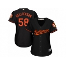 Women Majestic Baltimore Orioles #58 Jeremy Hellickson Replica Black Alternate Cool Base MLB Jersey