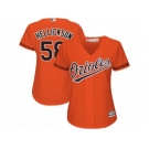 Women Majestic Baltimore Orioles #58 Jeremy Hellickson Replica Orange Alternate Cool Base MLB Jersey