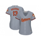 Women's Baltimore Orioles #13 Manny Machado Grey Road Stitched MLB Jersey