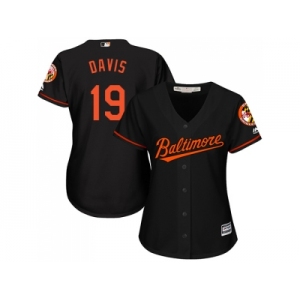 Women's Baltimore Orioles #19 Chris Davis Black Alternate Stitched MLB Jersey