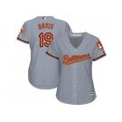 Women's Baltimore Orioles #19 Chris Davis Grey Road Stitched MLB Jersey