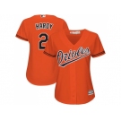 Women's Baltimore Orioles #2 J.J. Hardy Orange Alternate Stitched MLB Jersey