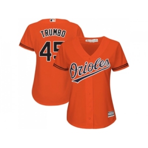 Women's Baltimore Orioles #45 Mark Trumbo Orange Alternate Stitched MLB Jersey