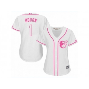 Women's Majestic Baltimore Orioles #1 Michael Bourn Authentic White Fashion Cool Base MLB Jersey