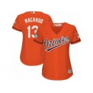 Women's Majestic Baltimore Orioles #13 Manny Machado Authentic Orange 2017 Spring Training Cool Base MLB Jersey