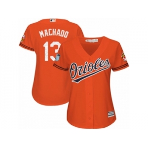 Women's Majestic Baltimore Orioles #13 Manny Machado Authentic Orange 2017 Spring Training Cool Base MLB Jersey