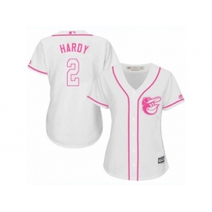 Women's Majestic Baltimore Orioles #2 J.J. Hardy Authentic White Fashion Cool Base MLB Jersey