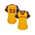 Women's Majestic Baltimore Orioles #53 Zach Britton Authentic Yellow 2016 All-Star American League BP Cool Base MLB Jersey