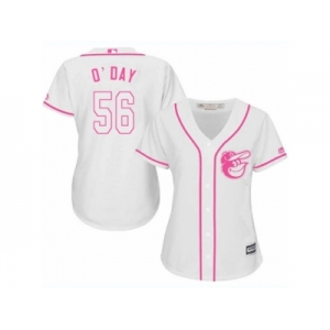 Women's Majestic Baltimore Orioles #56 Darren O'Day Replica White Fashion Cool Base MLB Jersey