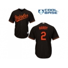 Youth Baltimore Orioles #2 J.J. Hardy Black Cool Base Stitched MLB Jersey