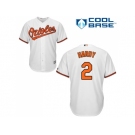 Youth Baltimore Orioles #2 J.J. Hardy White Cool Base Stitched MLB Jersey