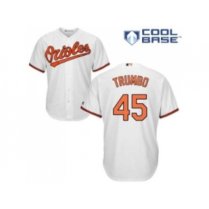 Youth Baltimore Orioles #45 Mark Trumbo White Cool Base Stitched MLB Jersey