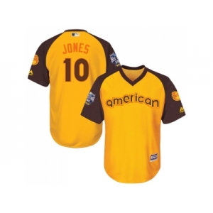 Youth Majestic Baltimore Orioles #10 Adam Jones Authentic Yellow 2016 All-Star American League BP Cool Base MLB Jersey