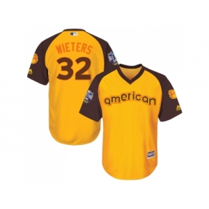 Youth Majestic Baltimore Orioles #32 Matt Wieters Authentic Yellow 2016 All-Star American League BP Cool Base MLB Jersey