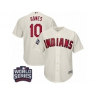 Youth Majestic Cleveland Indians #10 Yan Gomes Authentic Cream Alternate 2 2016 World Series Bound Cool Base MLB Jersey