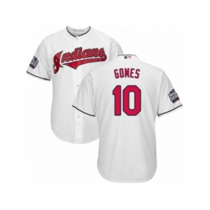 Youth Majestic Cleveland Indians #10 Yan Gomes Authentic White Home 2016 World Series Bound Cool Base MLB Jersey