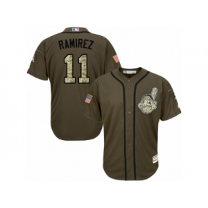 Youth Majestic Cleveland Indians #11 Jose Ramirez Authentic Green Salute to Service MLB Jersey