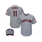 Youth Majestic Cleveland Indians #11 Jose Ramirez Authentic Grey Road 2016 World Series Bound Cool Base MLB Jersey