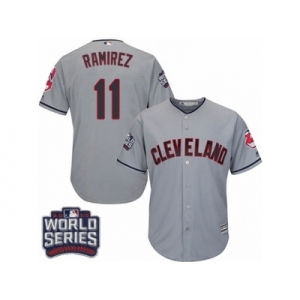 Youth Majestic Cleveland Indians #11 Jose Ramirez Authentic Grey Road 2016 World Series Bound Cool Base MLB Jersey