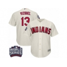 Youth Majestic Cleveland Indians #13 Omar Vizquel Authentic Cream Alternate 2 2016 World Series Bound Cool Base MLB Jersey